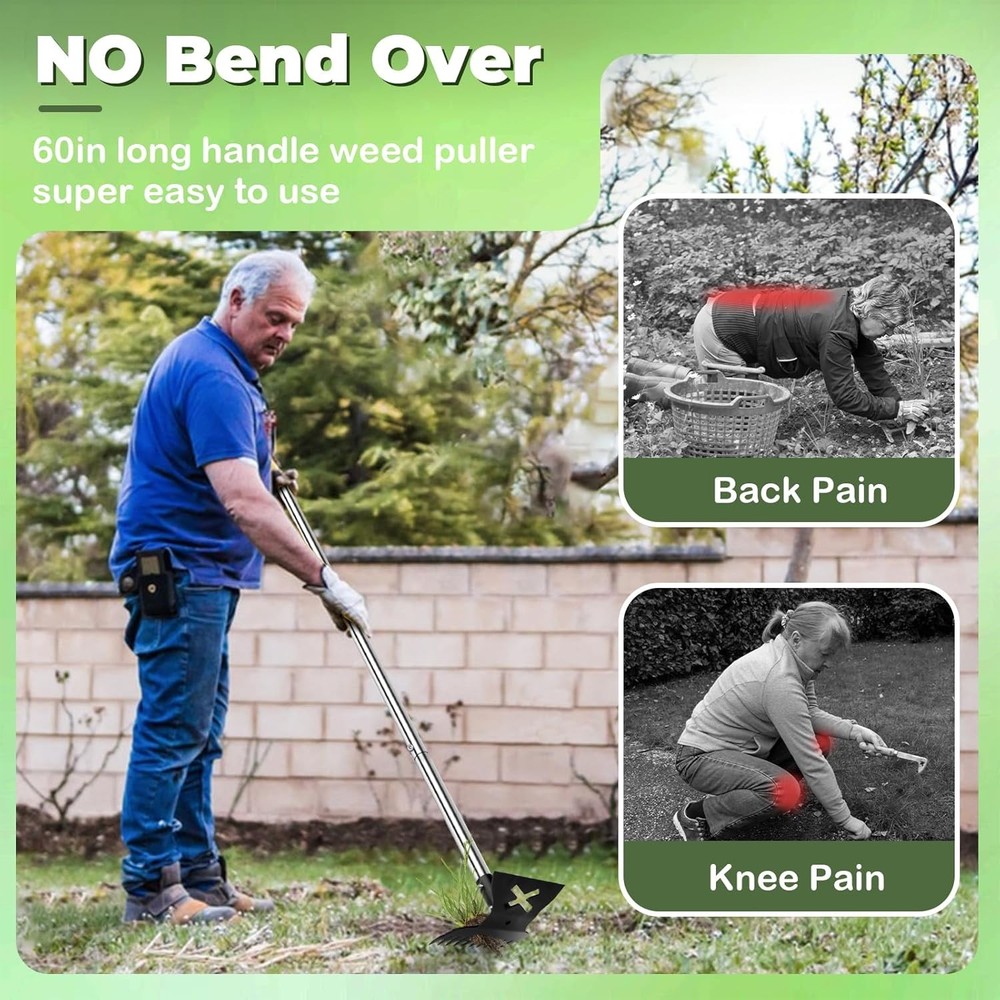 Weed Puller Tool with Long Handle 2.0, Upgraded Weeding Remover Tool, 60" Heavy