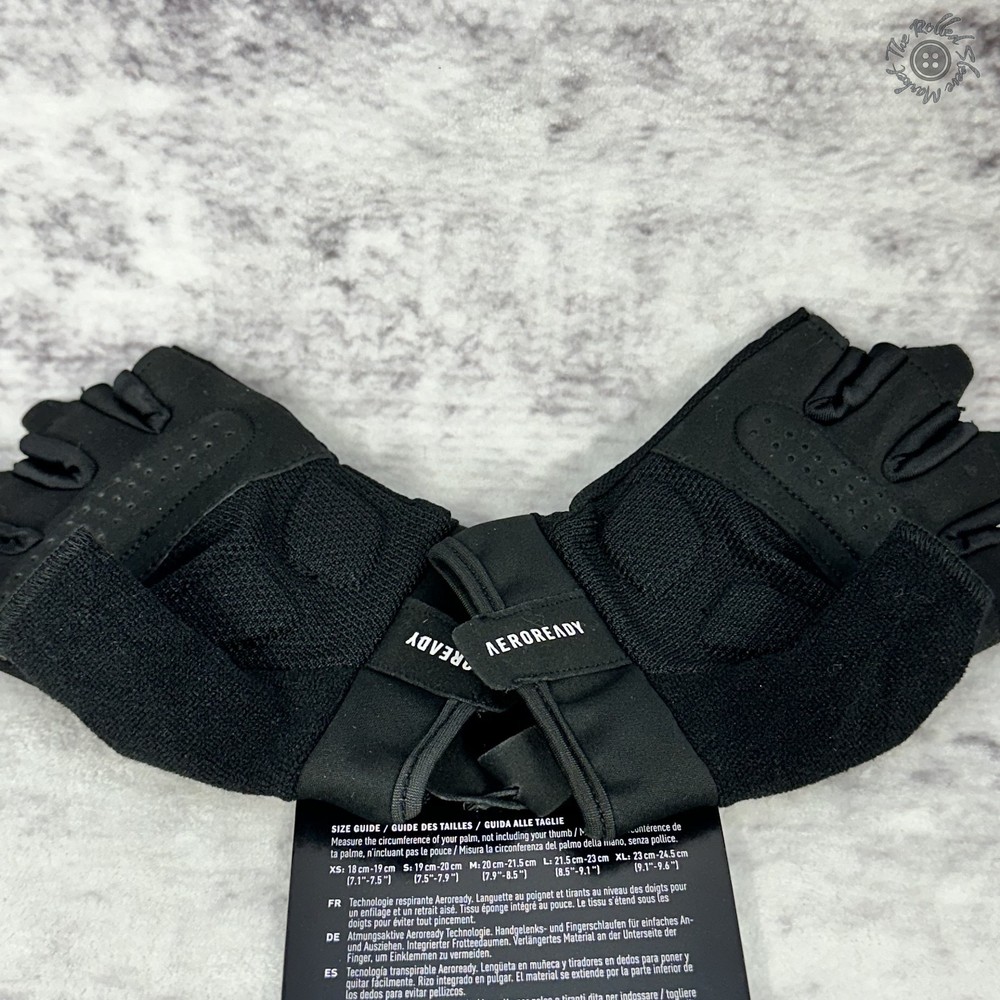 NWT - Adidas Essential Training Gloves - Black/White - Fingerless - Size Medium