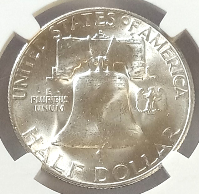 1952-S NGC MS-64 Silver FRANKLIN 1/2$ BLAST WHITE COIN
