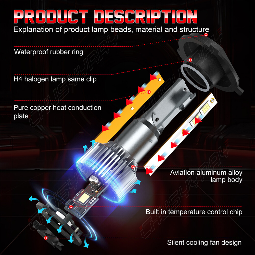 H4 9003 Bulb Hi/Low Beam Headlight Specially Designed for Motorcycle 2Pcs