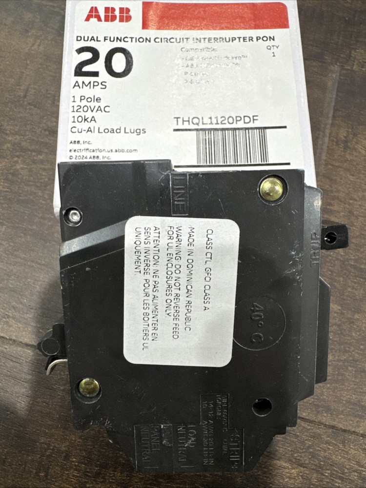ABB THQL1120PDF 20A Dual Function Circuit Interrupter Pon. 1-Pole GE GFCI AFCI