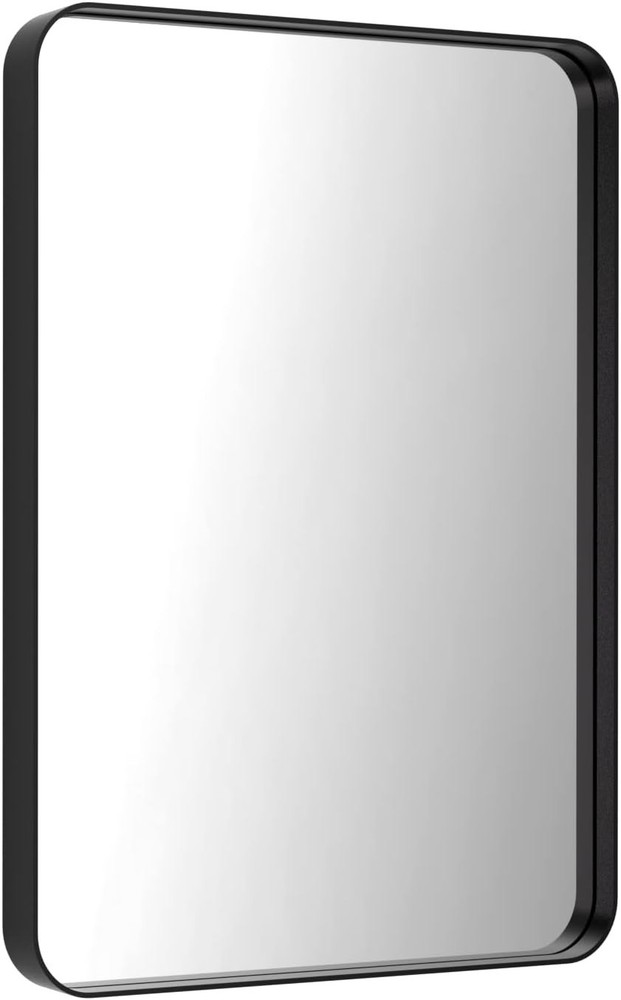 Stylish Rounded Rectangle Matte Black Mirror - Anti-Rust & Shatterproof Design