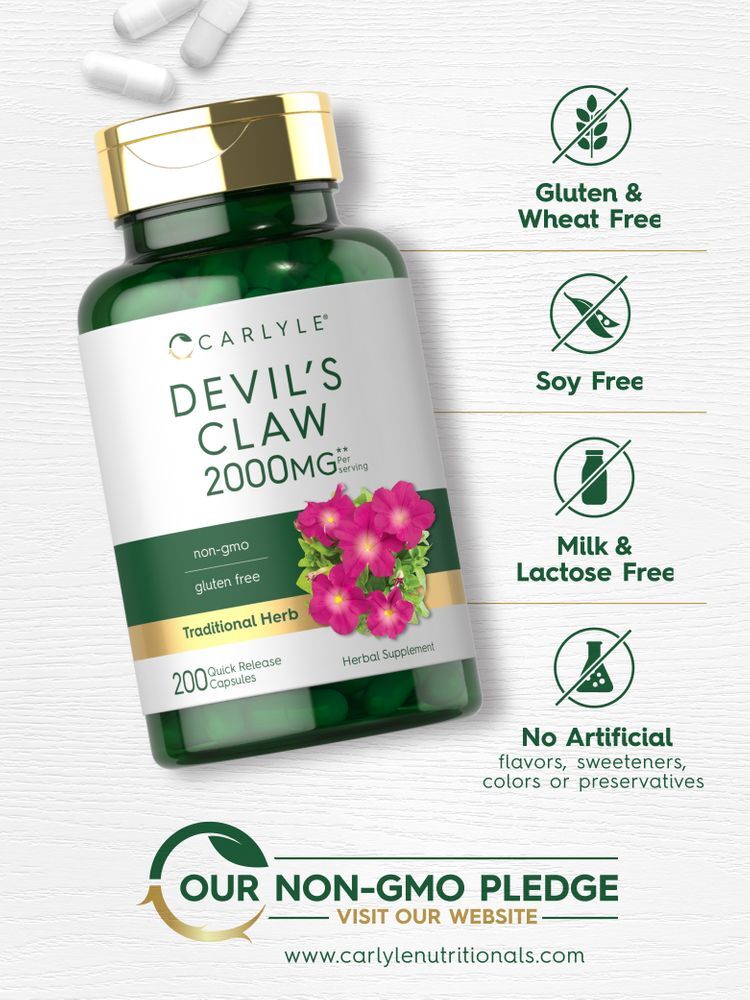 Devils Claw 2000mg | 200 Capsules | Concentrated Root Extract | by Carlyle