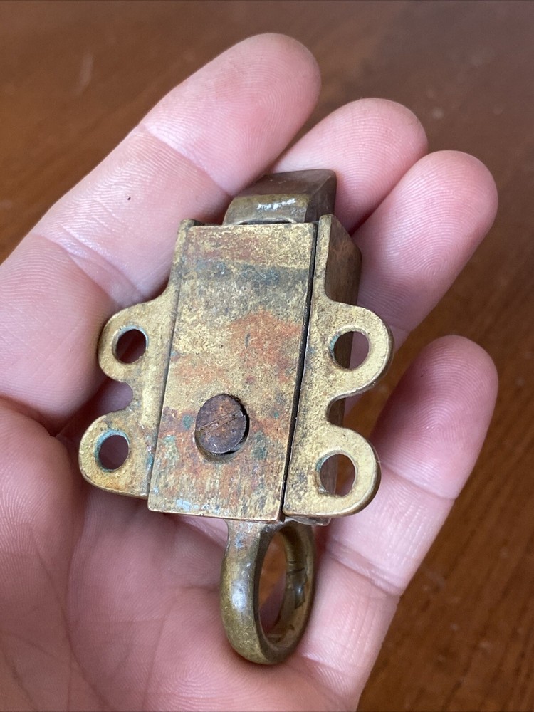 Antique Brass Pull Ring Transom Window Latch Catch Awning Sash Lock Finger Loop