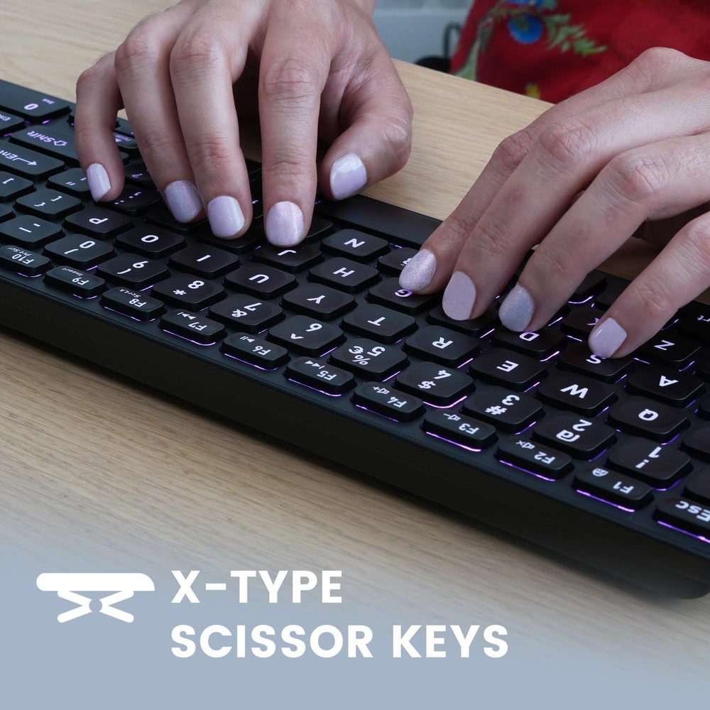 Perixx PERIBOARD-333RGB Wired Backlit USB Keyboard- X Type Scissor Keys - Com...