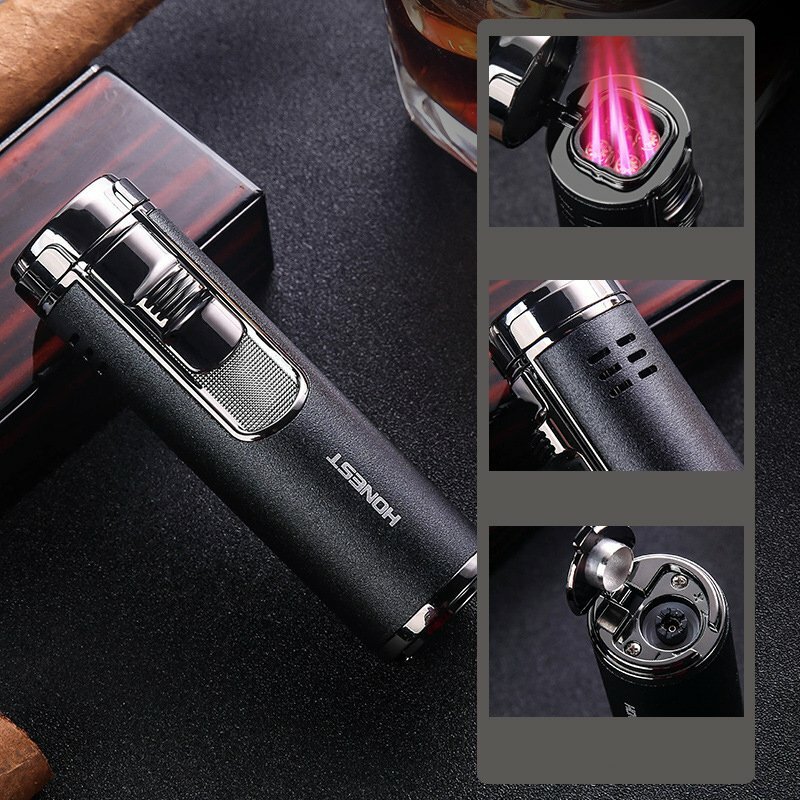 4 Jet Flame Torch Lighter Cigar Lighter Adjustable Refillable Butane Gas Gift