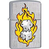 Zippo Windproof Metal Design Fire Lighter - Dice on Fire