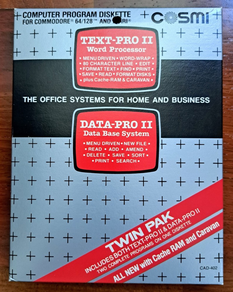 Text-Pro II & Data-Pro II, Cosmi, Database & Word Processor, Commodore & Atari