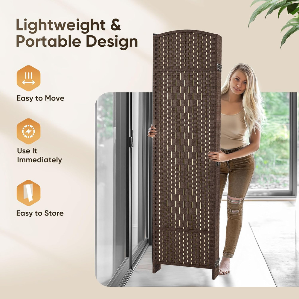 JOSTYLE Room Divider 6Ft Tall Extra Wide Privacy Screen, 6-Panel Folding Privacy