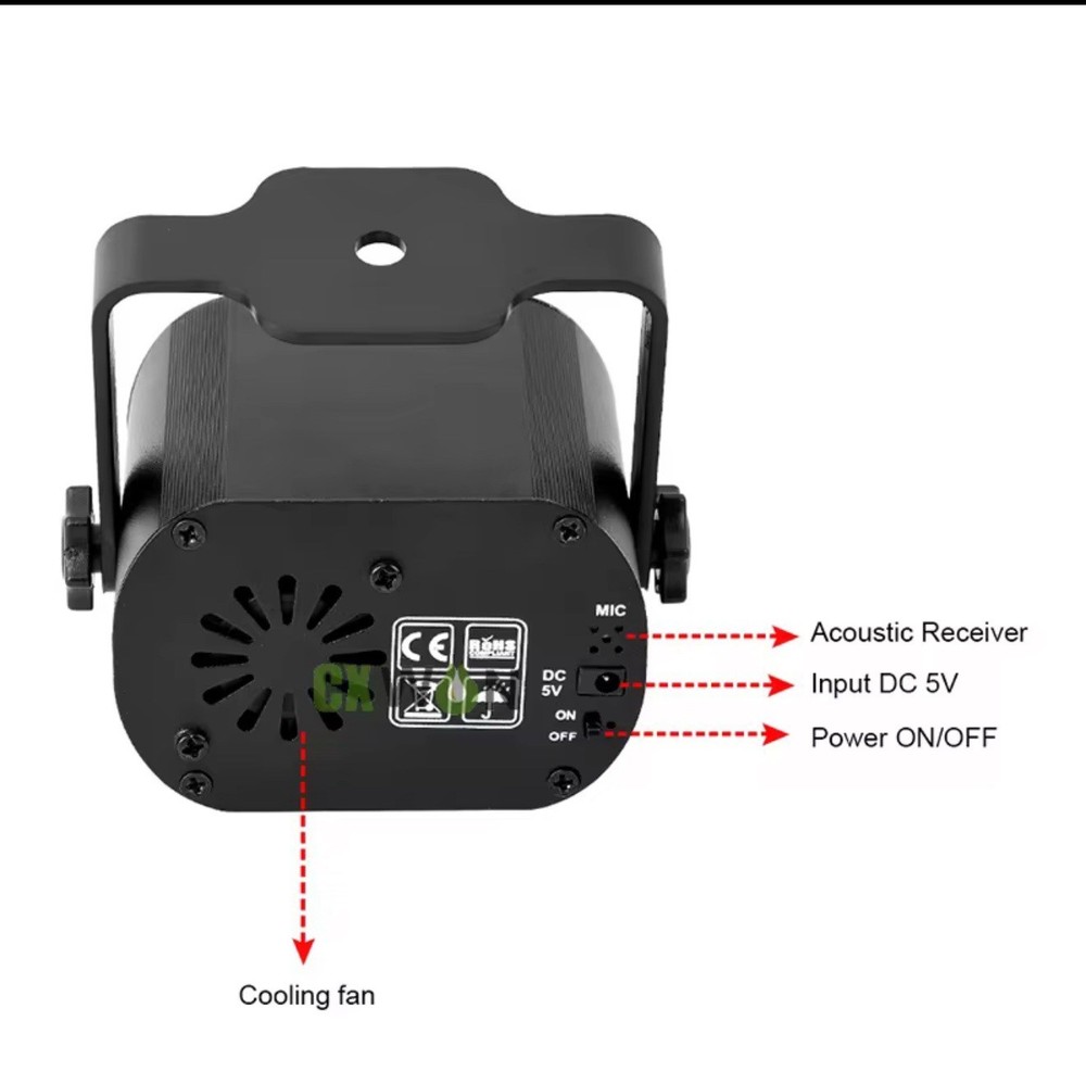 Multicolor LED Laser Effect Light, Remote, Sound Activated, Waterproof, Compact