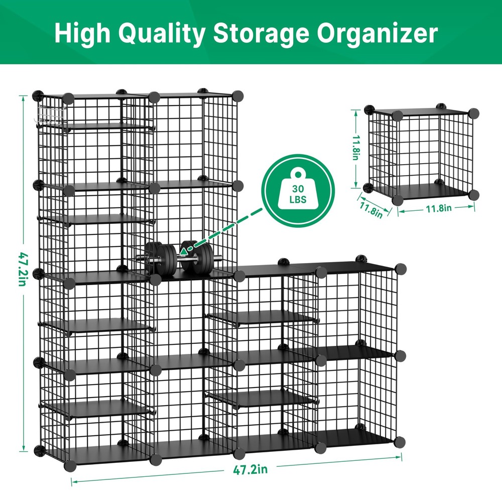 Kiivoena Wire Cube Storage Organizer, 12-14 Cubes, Sturdy, DIY, Multi-use