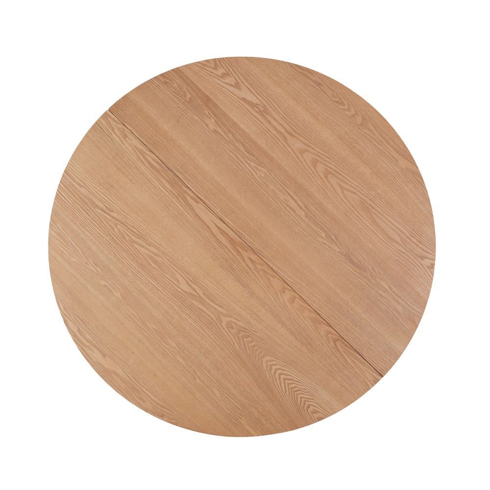48" Round Dining Table - Natural Ash Finish, Solid Wood & MDF, Pedestal Base,