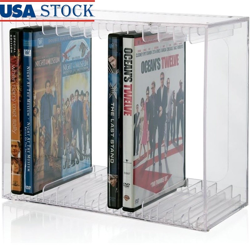 Stackable DVD Organizer Durable BPA-Free Clear Plastic Media Storage Solution US