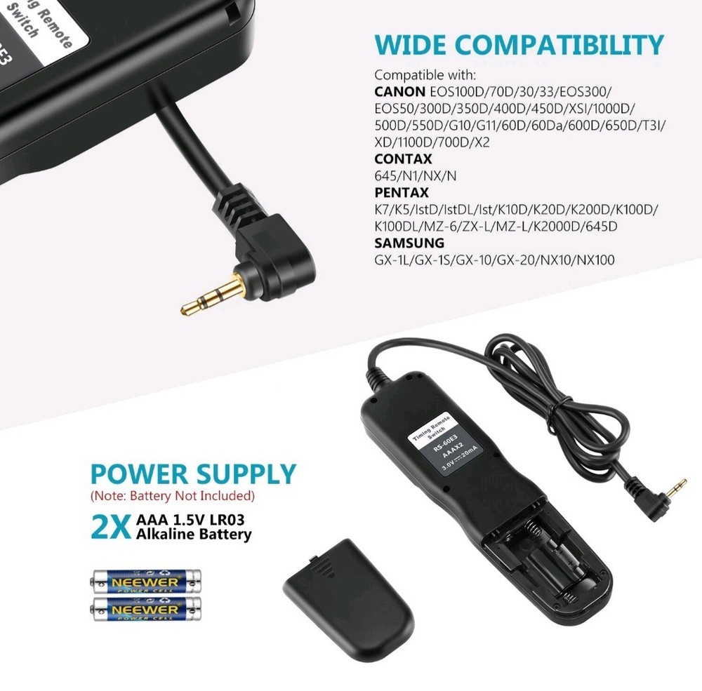 Neewer LCD Timer Shutter Release Remote Control for Canon EOS Digital Rebel