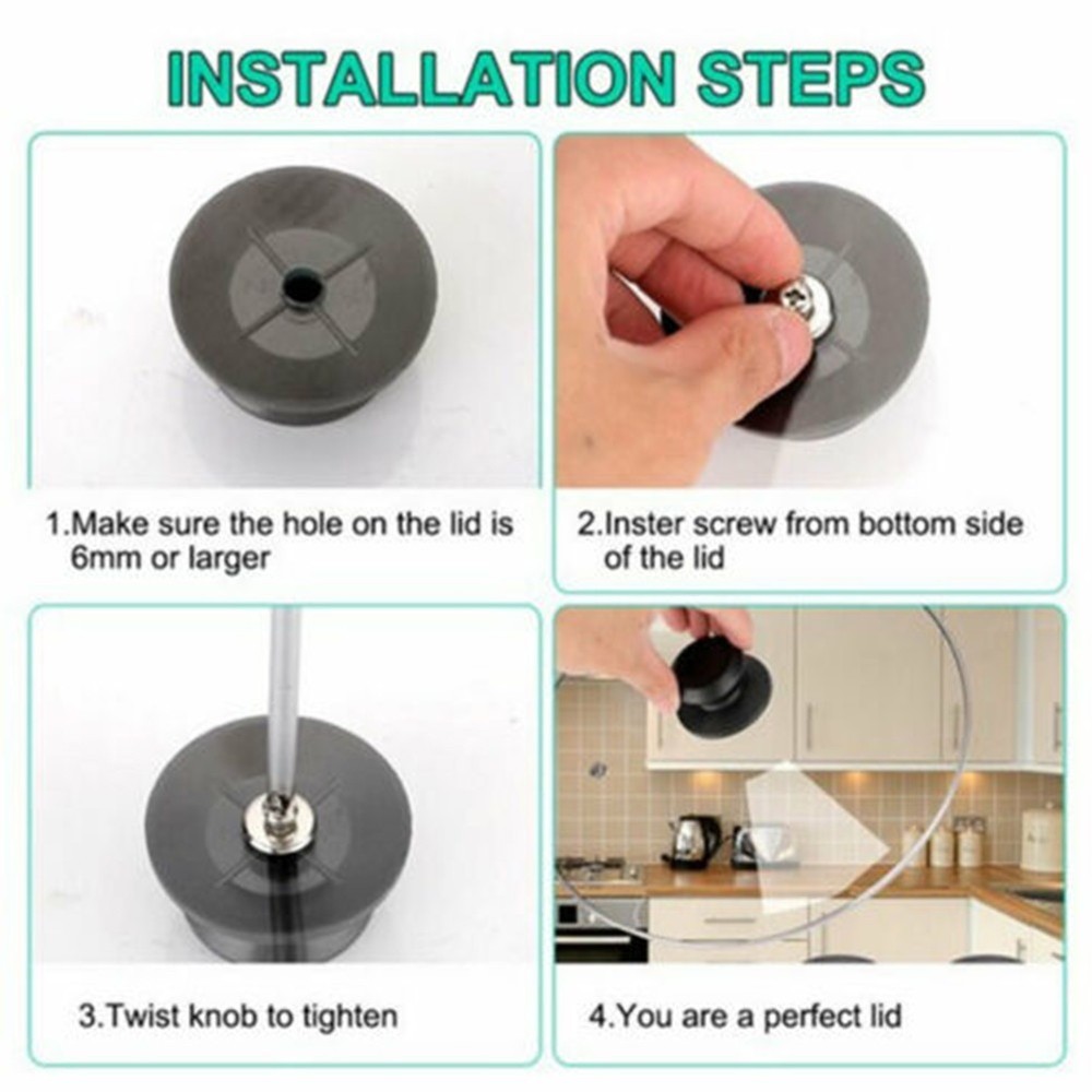 New Practical Home Pot Lid Knob Pan 2x Accessory Bakelite Black Cookware