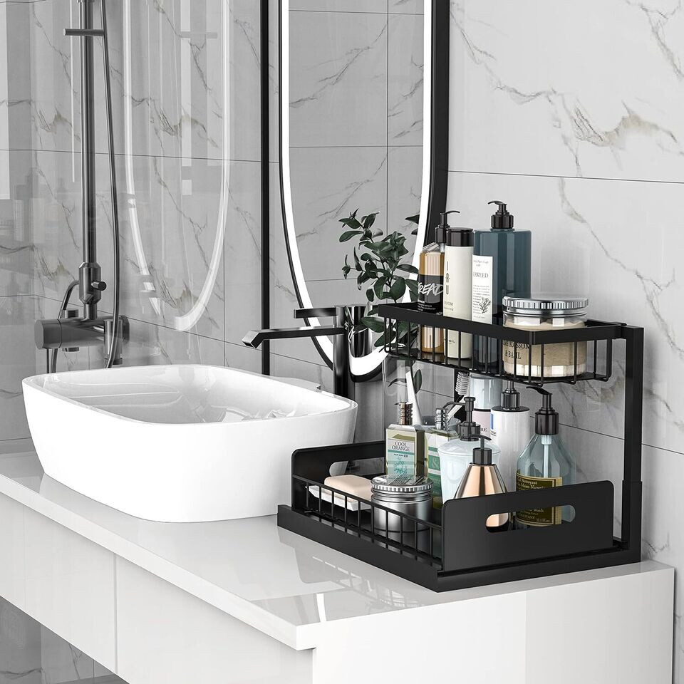 Under Sink Organizer and Storage by REALINN 2 Pack Pull Out Organizer Slide Out