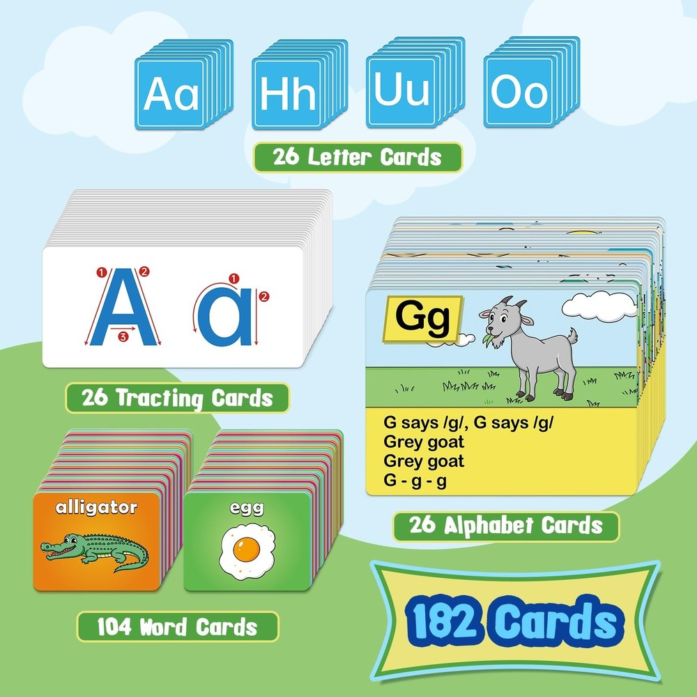 Alphabet Learning Pocket Chart, Circle Time Learning Center Alphabet Flash Ca...