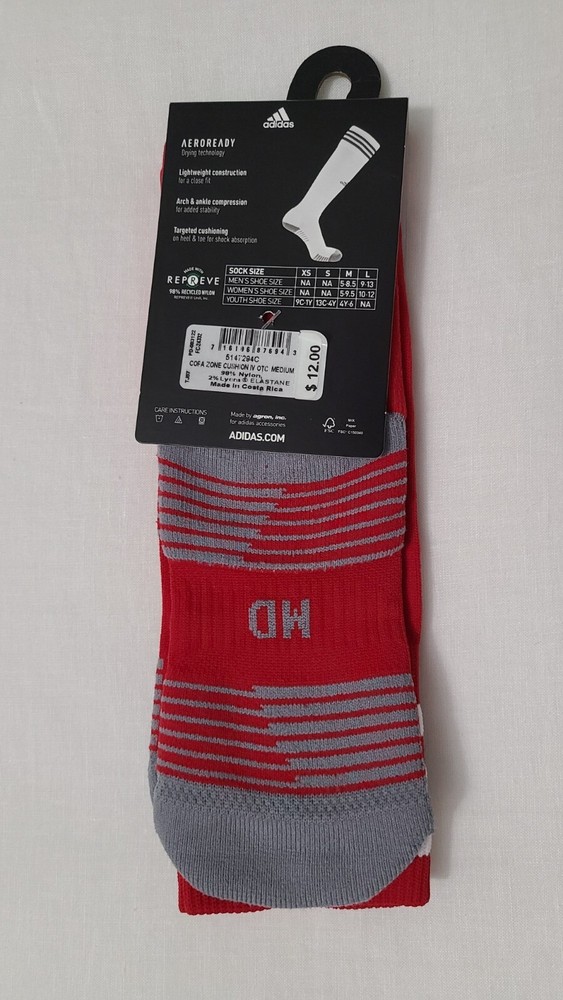 NWT Adidas Copa Zone Cushioned Soccer Sock Medium Red