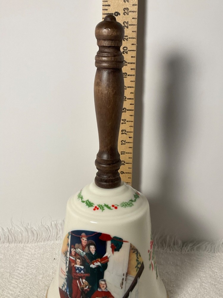 GORHAM 1987 Christmas bell Wooden handle 9”