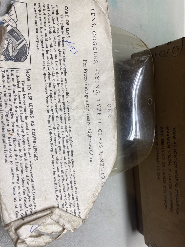 US ARMY AIR FORCES TYPE B-8 FLYING GOGGLES BOX AND LENSES