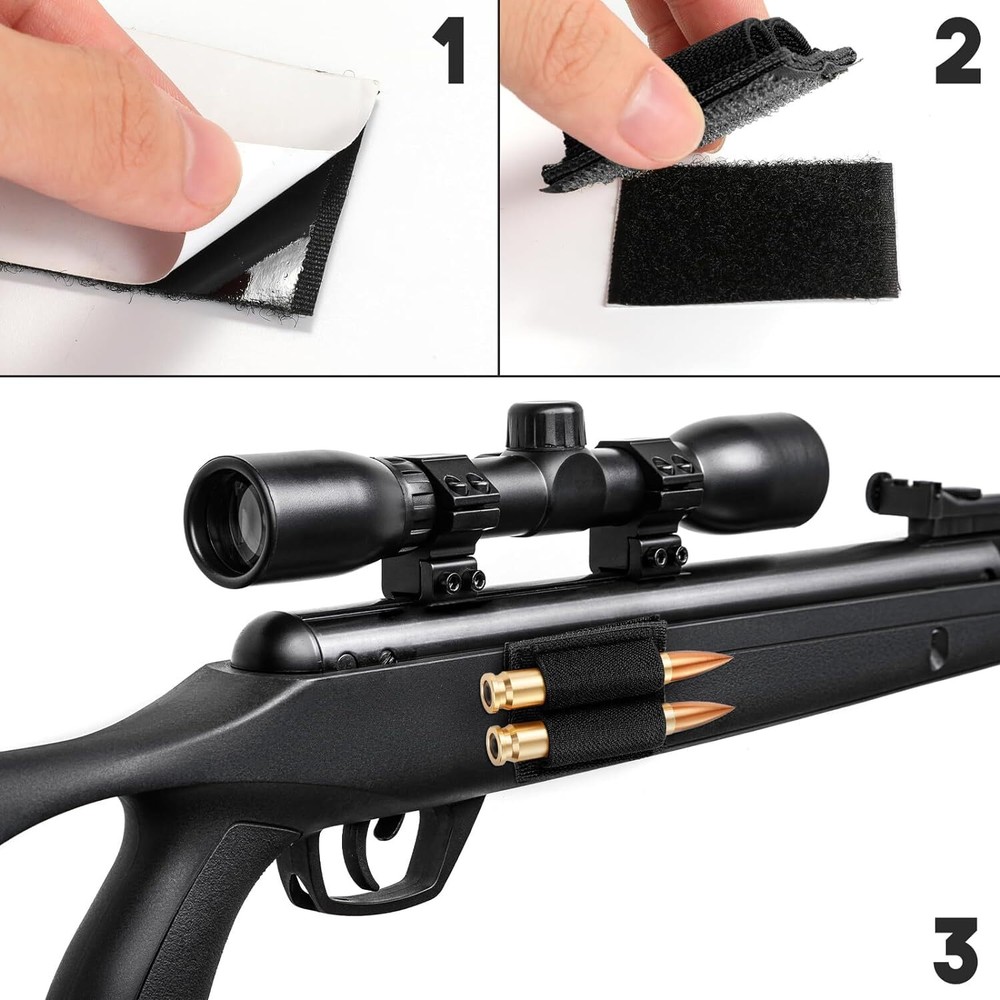 Tactical 2x Patch Ammo Holder 2 Round Adhesive Cartridges Hook Loop Bullet Pouch