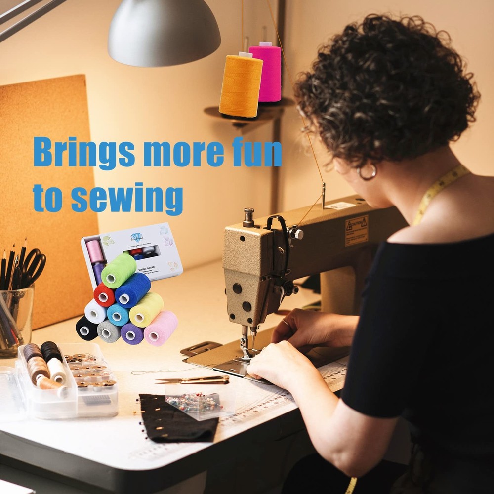 10-Spool 1000 Yards Each All Purpose Sewing Thread Assorted Basic Colors