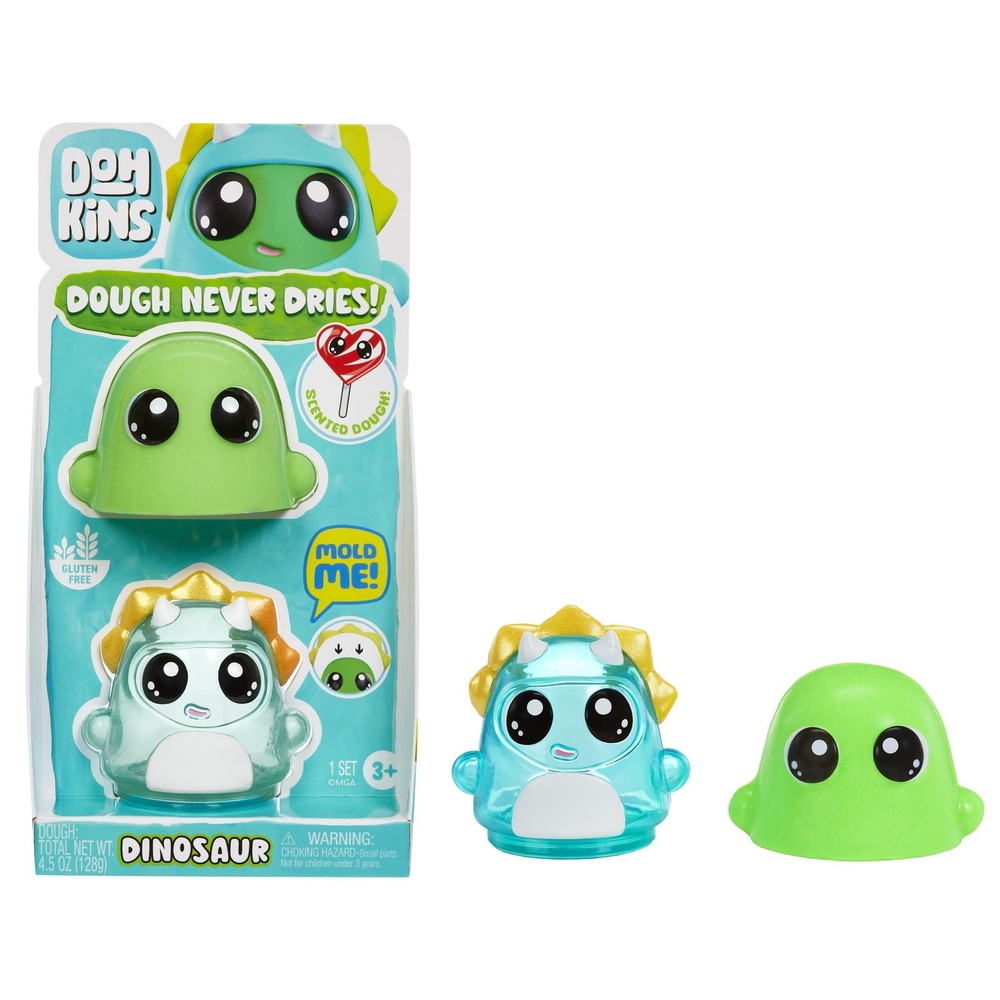 DohKins Dino Single Pack Character - Scented Dough that Never Dries, Ages 3+