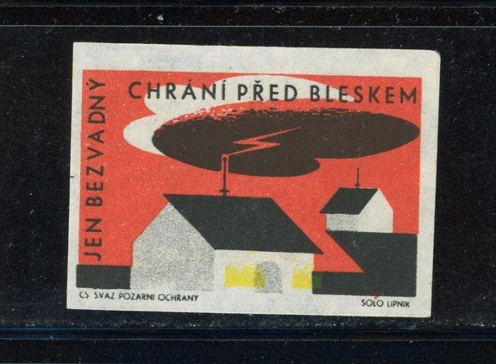 Lightning Protection Czech Match Box Label