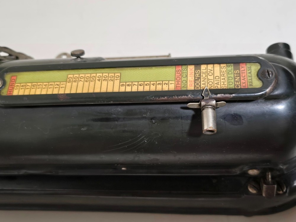 Todd Protectograph Check Writer Antique Machine Black & Brass Manual Operation