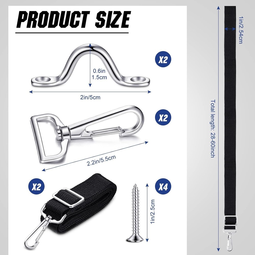 12 Pcs Bimini Top Hardware Fittings Set Includes Adjustable Black