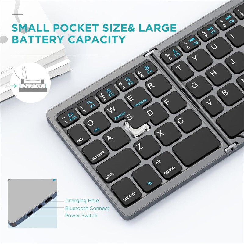Mini Thin Fold Wireless Bluetooth Keyboard With Touchpad for iOS Android Windows