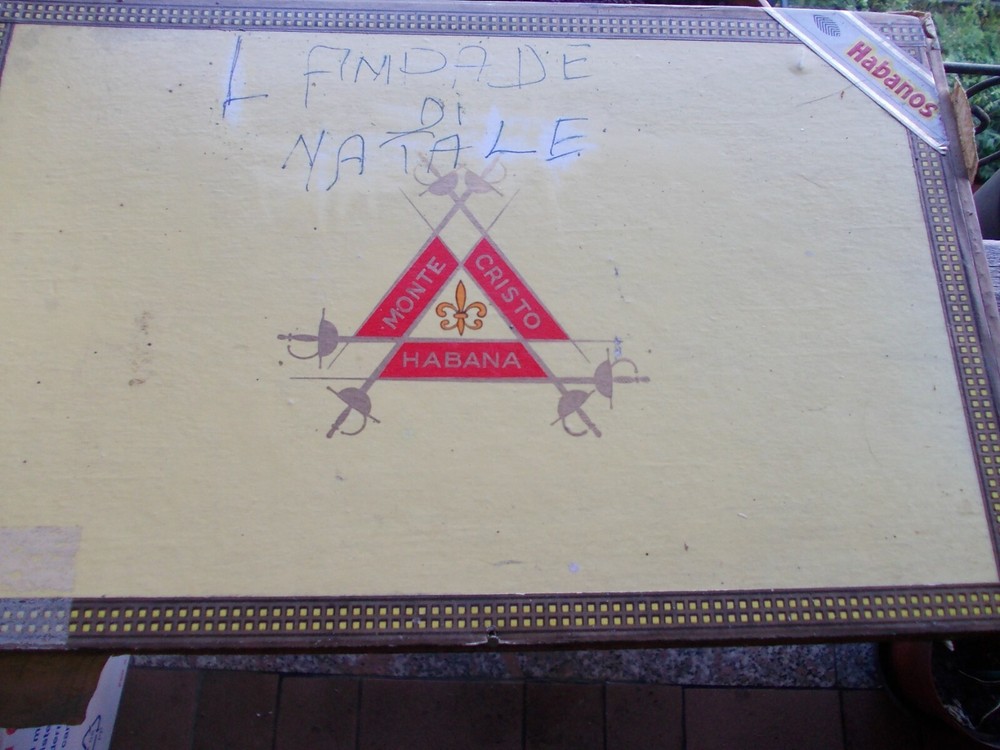 ORIGINAL--EMPTY HABANA MONTECRISTO BOX WRITTEN IN FRONT