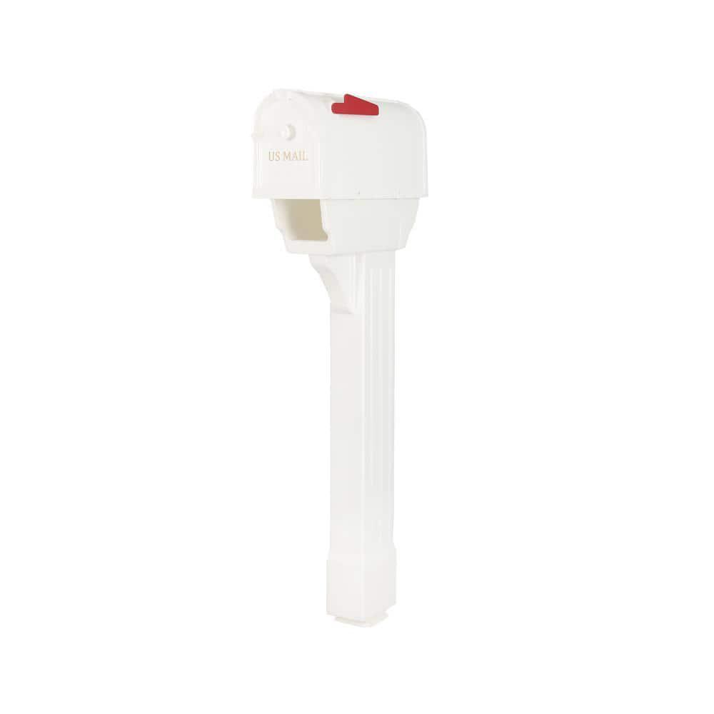 Mailbox Post Mount Mail Box Weather Resistant Outdoor Plastic Durable White