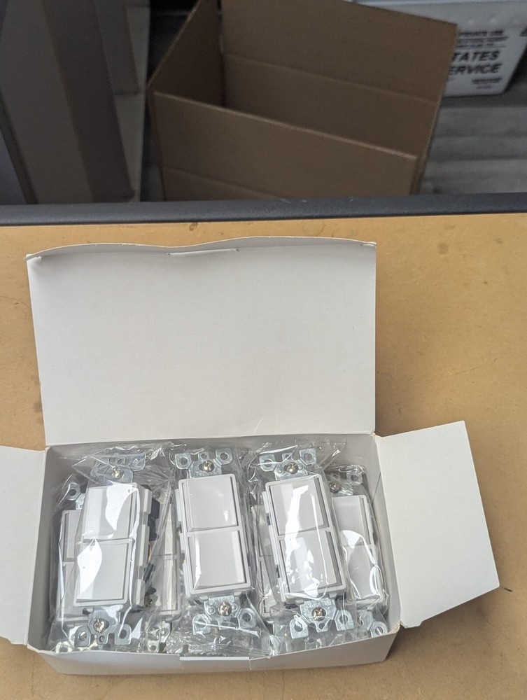 White Single Pole Duplex Rocker Switches (10-Pack)