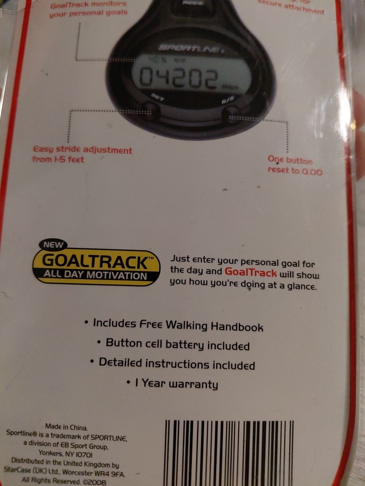 Sportline Step & Distance Pedometer Dual Function Easy To Use (Need Battery)
