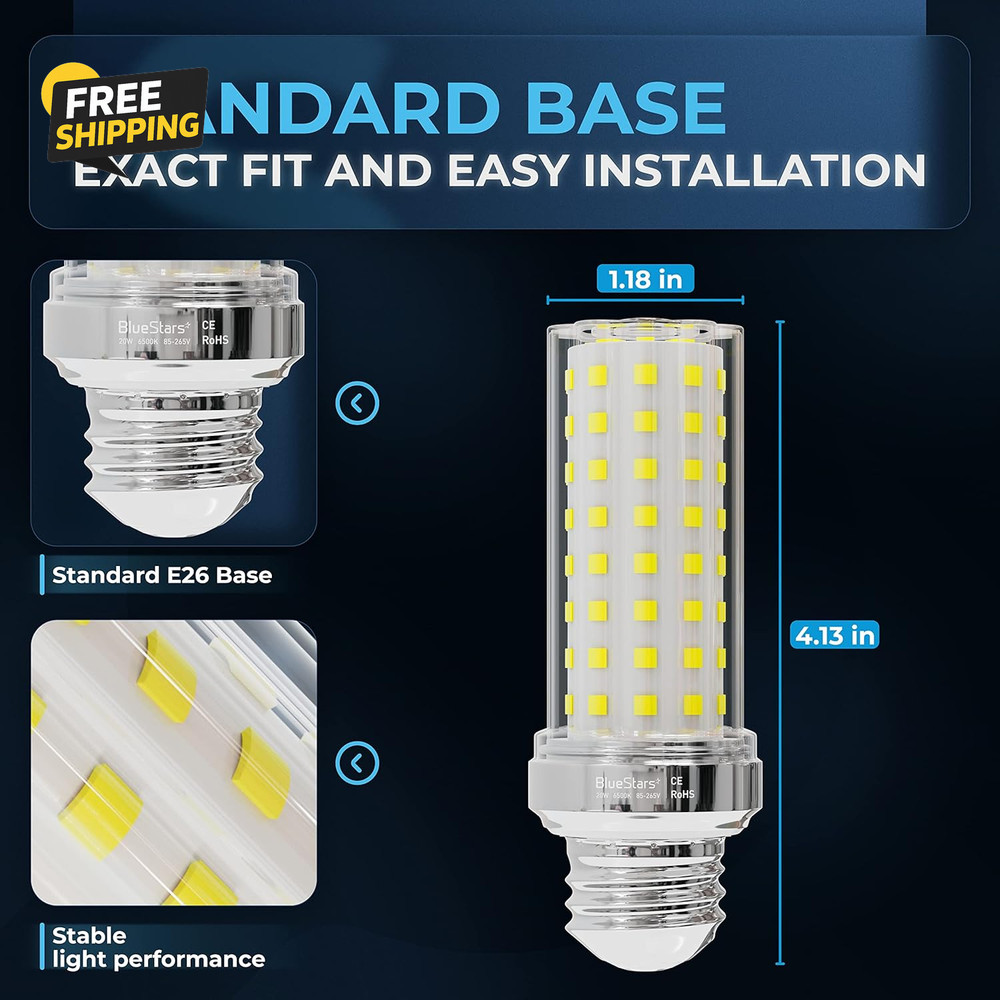 LED Corn Light Bulbs 150W Equivalent Super Bright, 1600 Lumens, 20W E26 Base