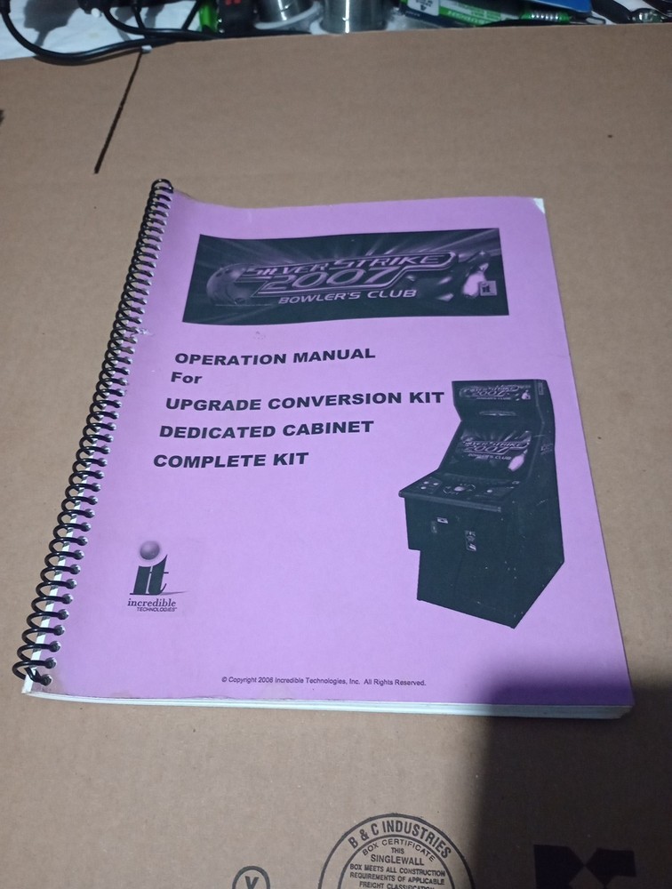 IT Silver Strike Bowling 2007 Original Arcade Game Manual