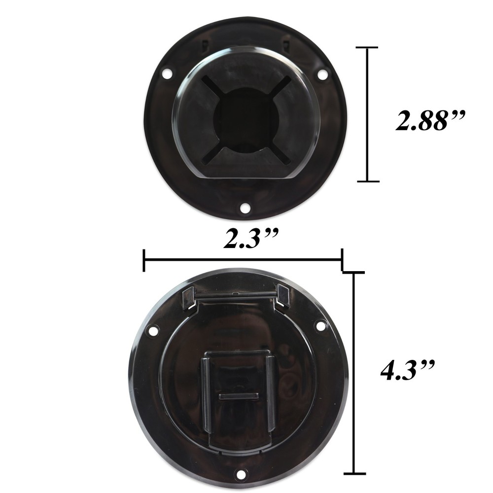 POWER CORD CABLE HATCH Camper Round RV Trailer Electric Black 6B