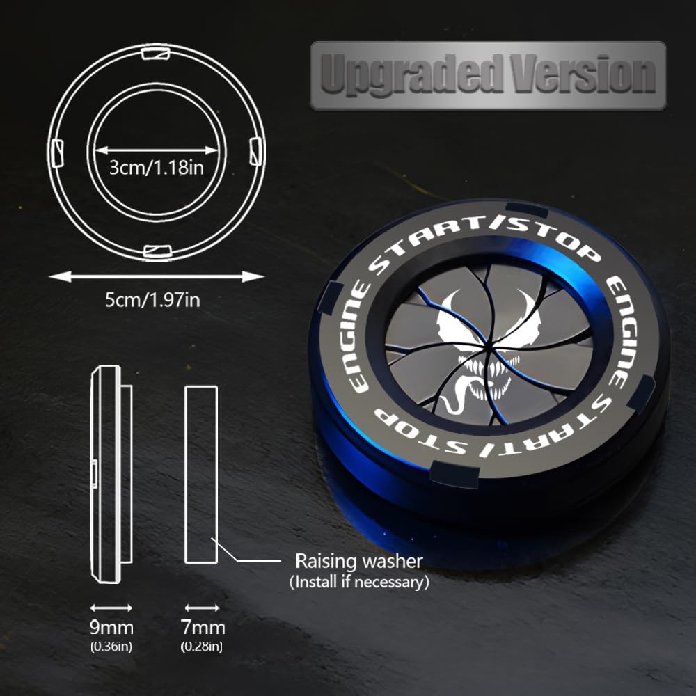 Push Start Button Cover, Venom Car Engine Start Stop Button B-Venom-Black
