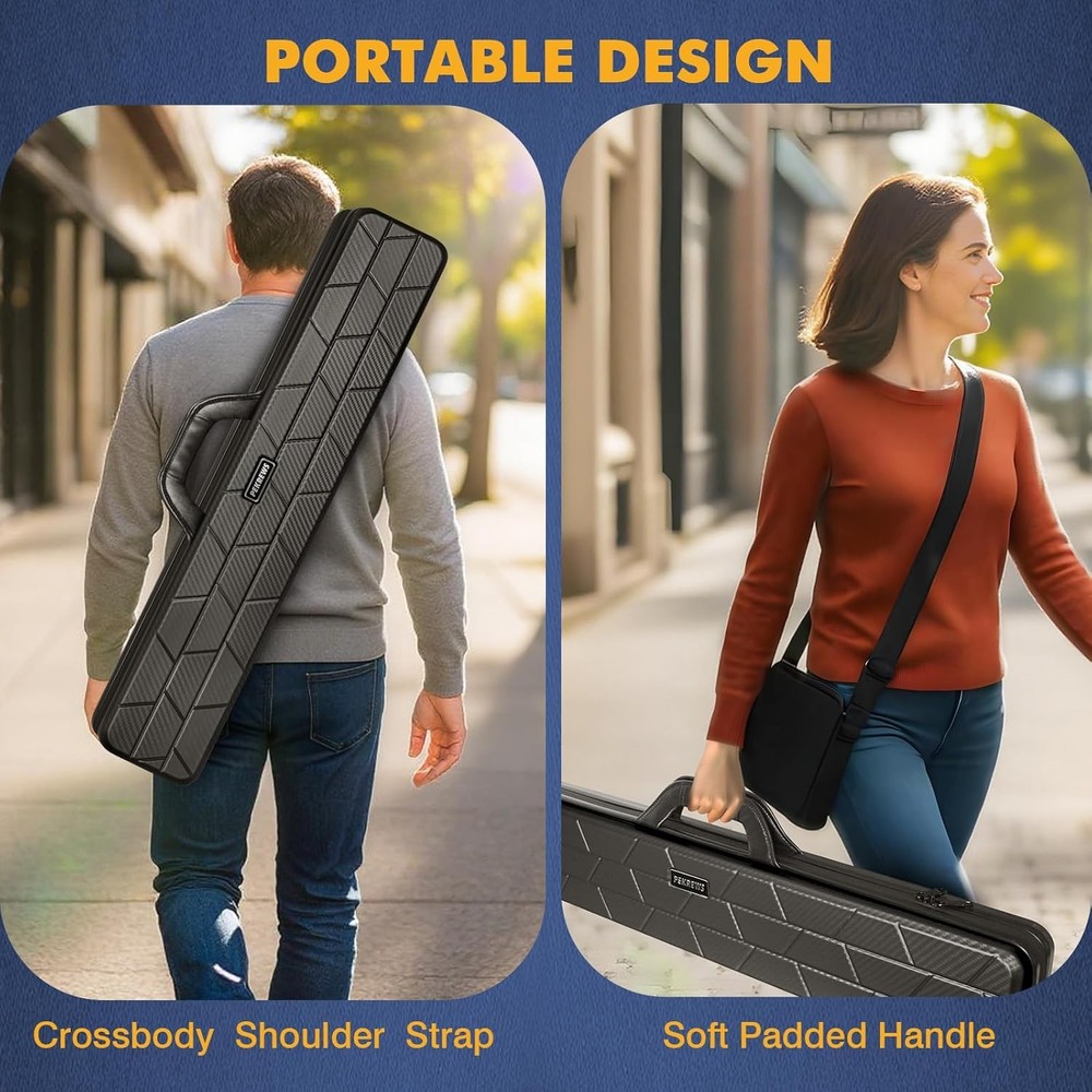 Hard Pool Cue Case 4x4 Billiard Stick Case with Strap and Handle