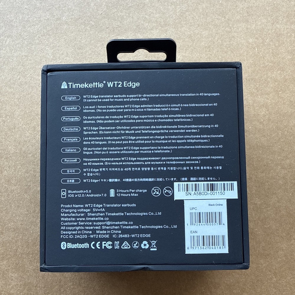 TimeKett WT2 Edge Translator Earbuds