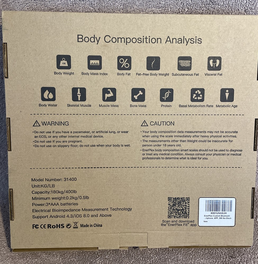 Smart Scale, Body Composition 396 lbs, Black.. New
