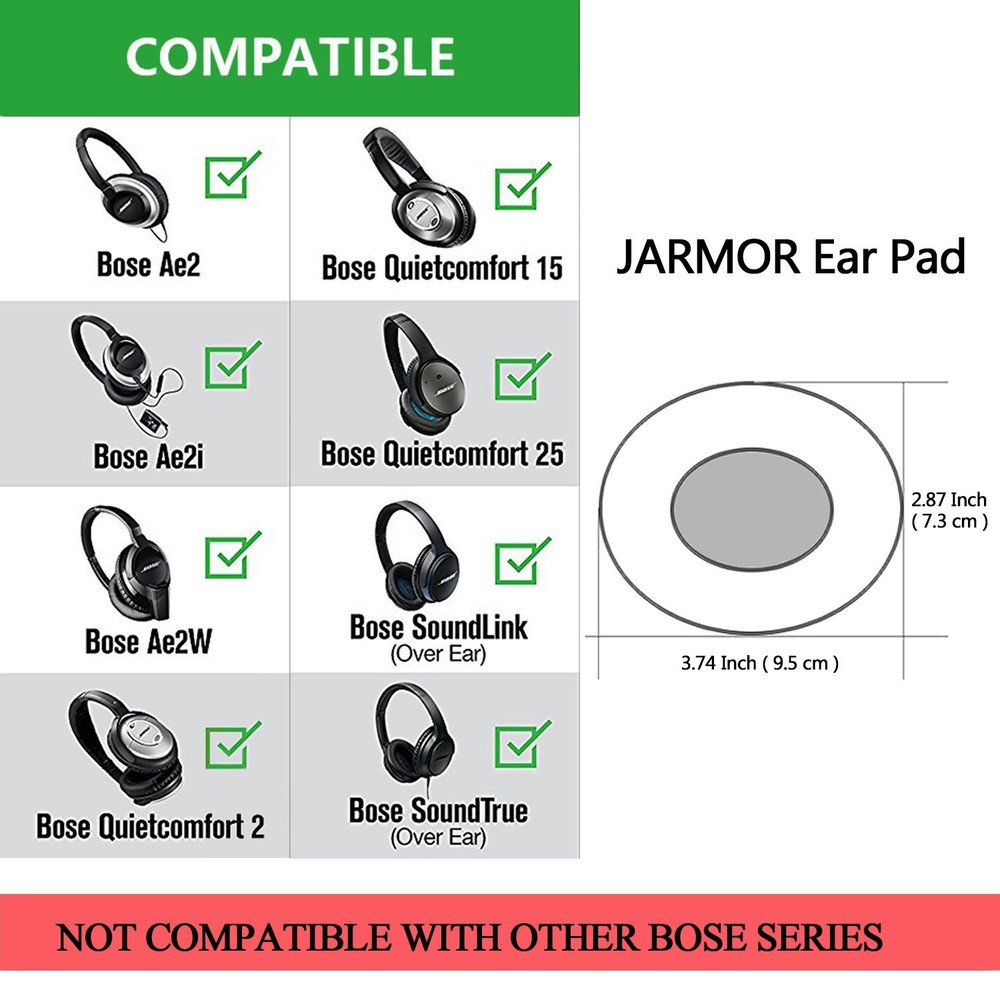 Ear Pad Cushion Replacement For Bose QC 2 Black!