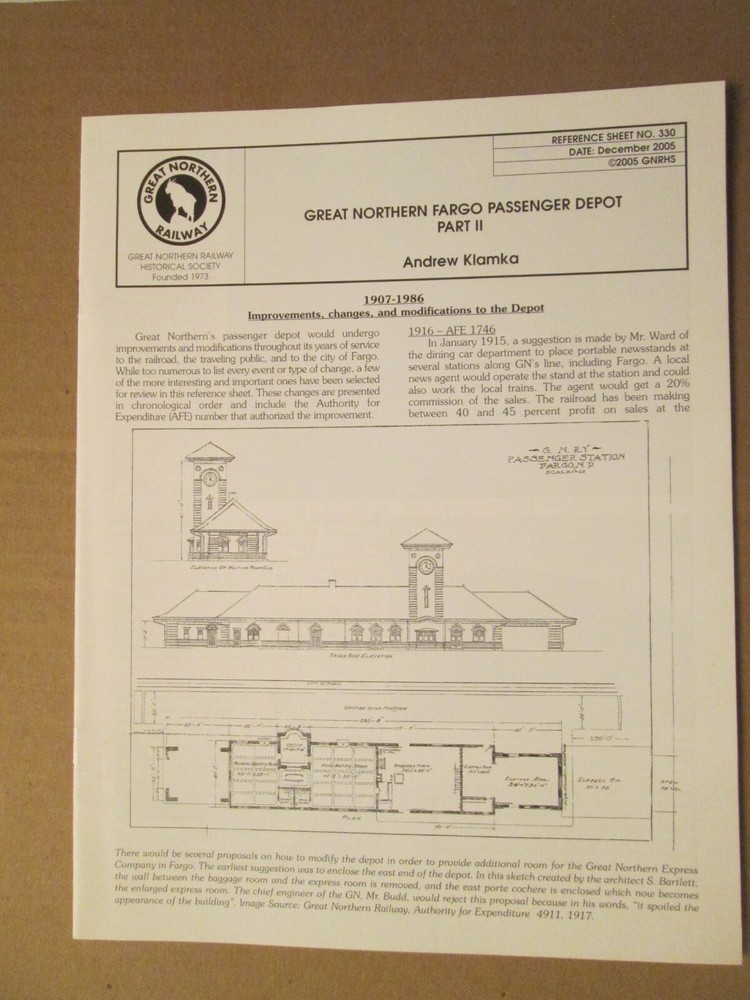 Great Northern Goat Reference Sheet 330 Fargo Passenger Depot Part 2