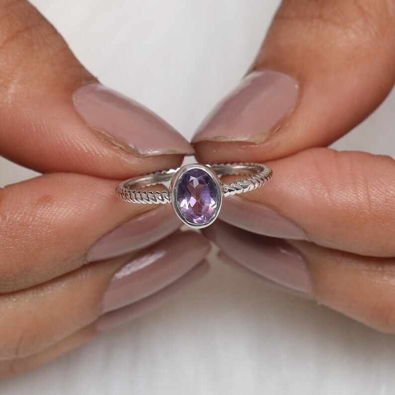 Amethyst~ Solid 925 Sterling Silver Band & Statement Ring Handmade Ring All size