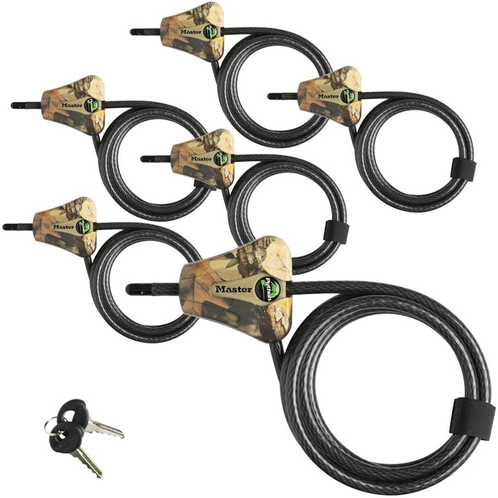 Master Lock - (6)Python Trail Camera Camouflage Cable Locks 8418KA-6 CAMO 6-Pack