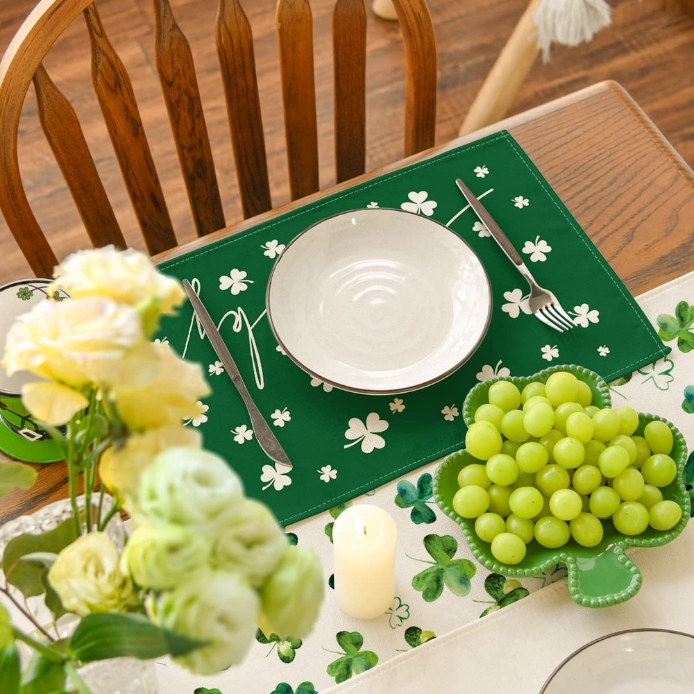 Artoid Mode Green Lucky Shamrock St. 12" x 18", Rectangular 4 Pcs,