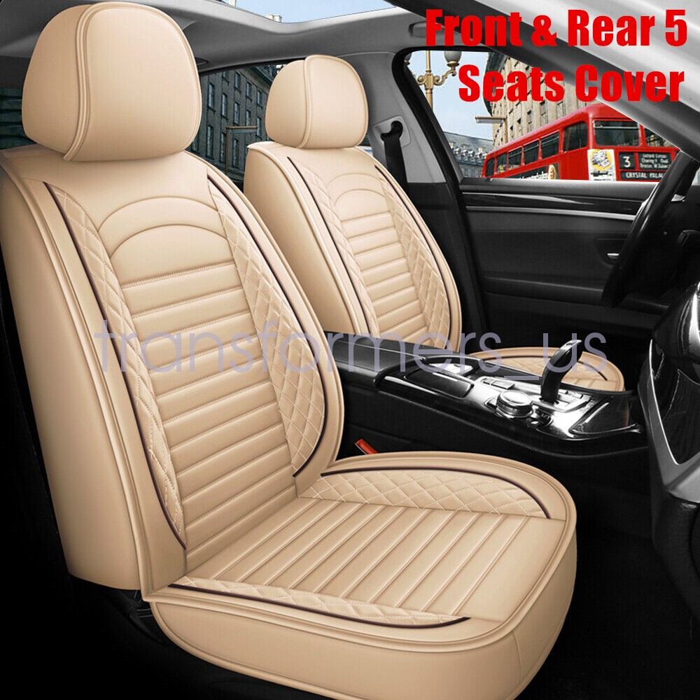 For Ford Front & Rear Leather Seat Covers Full Set 5-Sits Cushion Protector