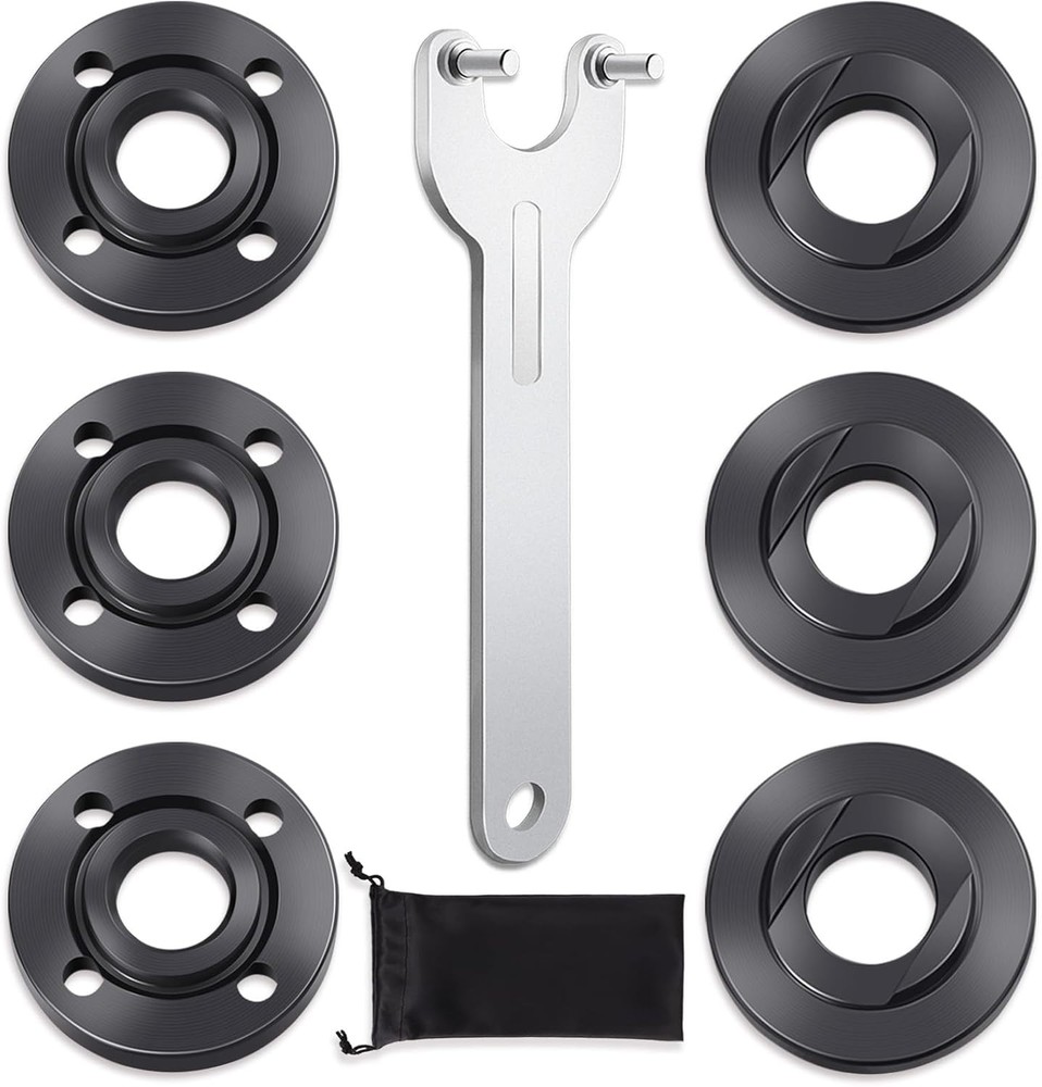 7PCS Angle Grinder Nut Flange Wrench, Premium Black, Silver