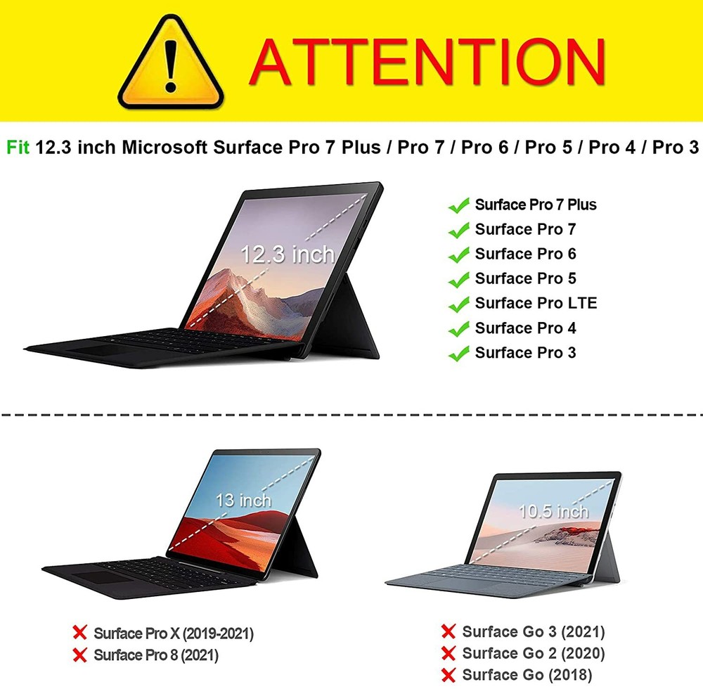 Case for Microsoft Surface Pro 7 Plus/Pro 7 6 5 4 3 12.3'' Multiple Angle Cover